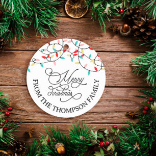 White Pastel String Ljus God jul Gåvor Etiketter