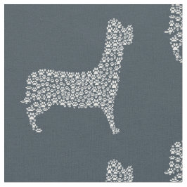 White Paw Print Dog Silhouette Pattern Fabric Tyg