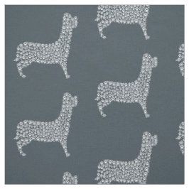 White Paw Print Dog Silhouette Pattern Fabric Tyg