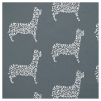White Paw Print Dog Silhouette Pattern Fabric Tyg