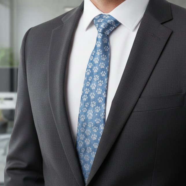 White Paw Prints on Blue – Rustic Pet Lover  Slips (Skapare uppladdad)