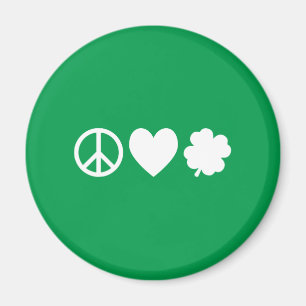 White Peace Kärlek & Shamrocks Magnet