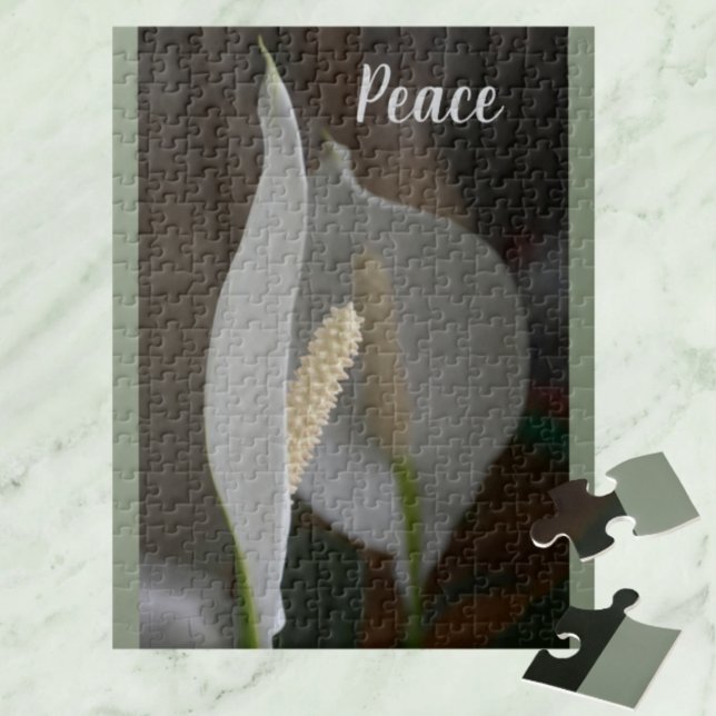 White Peace Lily Botanical Blommigt Photographic Pussel (Skapare uppladdad)