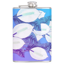 White Peace Lily Illustration Blek Blue Lila