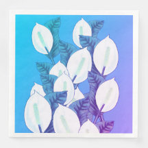 White Peace Lily Illustration Blek Blue Lila