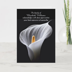 White Peace Lily on Black Sympathy Tack Kort