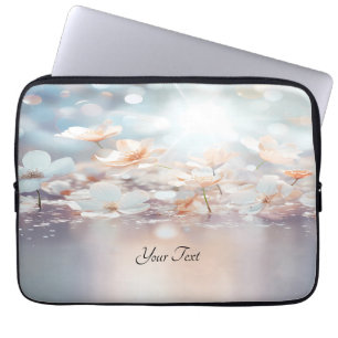 White Peach Blommigt Laptop sleeve
