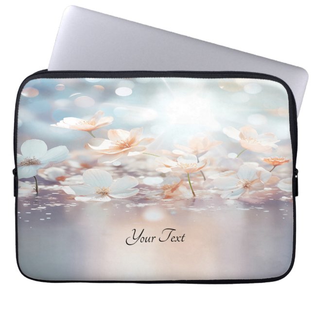 White Peach Blommigt Laptop sleeve (Framsidan)