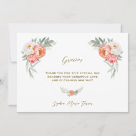 White Peach Flowers Spacias Baby Shower Tack Kort