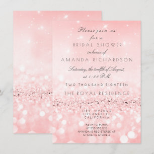 White Peach Rosa Ombre Glitter Möhippa Inbjudningar