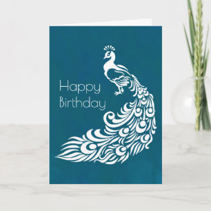 White Peacock på Teal Grattis på födelsedagen Kort
