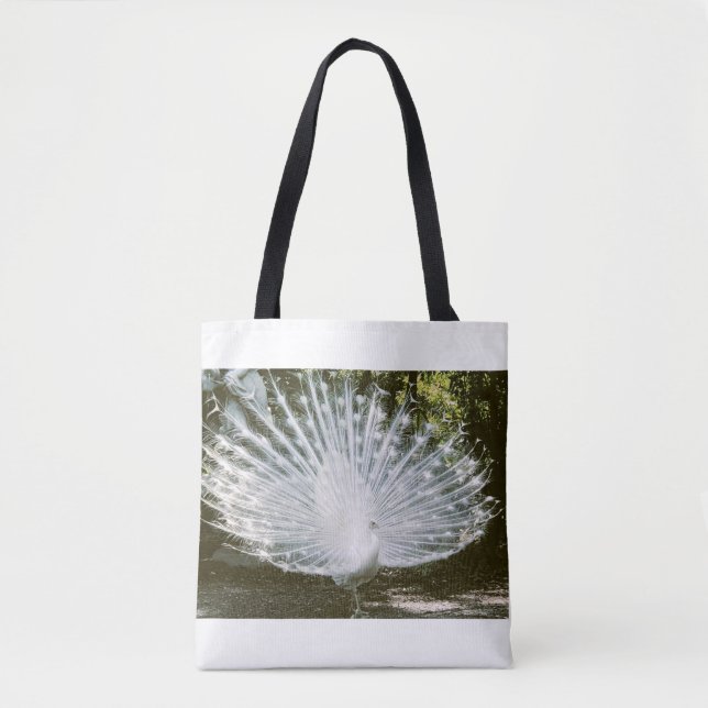 White Peacock Tote Bag Tygkasse (Framsida)