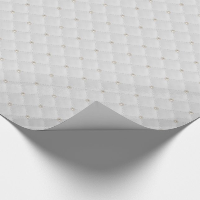 White Pearl Stud Quilted Presentpapper (Hörn)