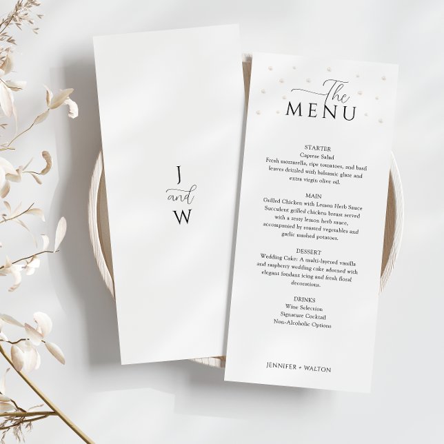 White Pearls Bröllop Menu Meny (Skapare uppladdad)