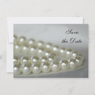 White Pearls Bröllop spara datum Inbjudningar