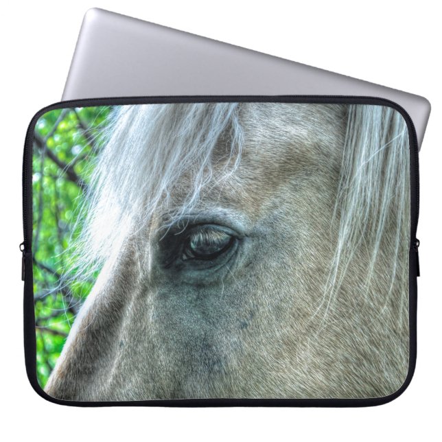 White Pegasus Horse's Öga Animal-älskare Photo Laptop Sleeve (Framsidan)