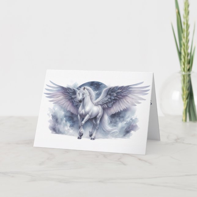 White Pegasus Moonlit Wings Celestial Dream Kort (Framsida)