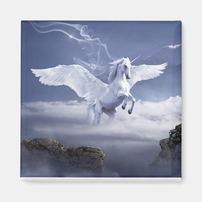 White Pegasus Stallion Horse Magnet (Framsidan)