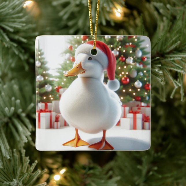 White Pekin Duck Customized Back Ornament (Träd)