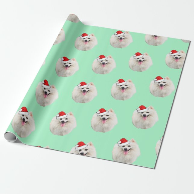 White Pekingese på Santa Hat Presentpapper (Utrullad)