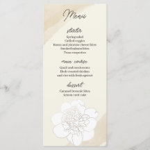 White Peonies Blommar Bröllop Menu