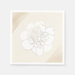 White Peonies Blommar Bröllop Pappersservett