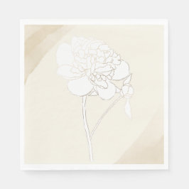 White Peonies Blommar Bröllop Pappersservett