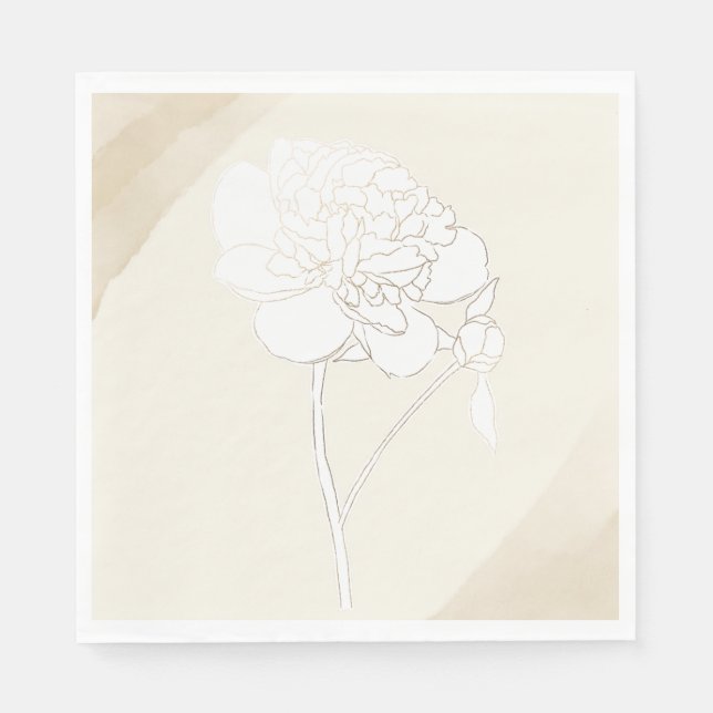 White Peonies Blommar Bröllop Pappersservett (Framsidan)