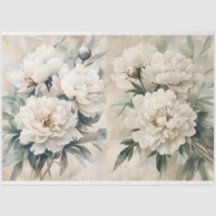 White Peonies Decoupage