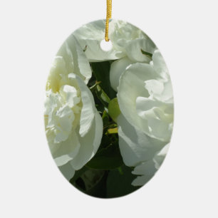 White Peonies Julgransprydnad Keramik