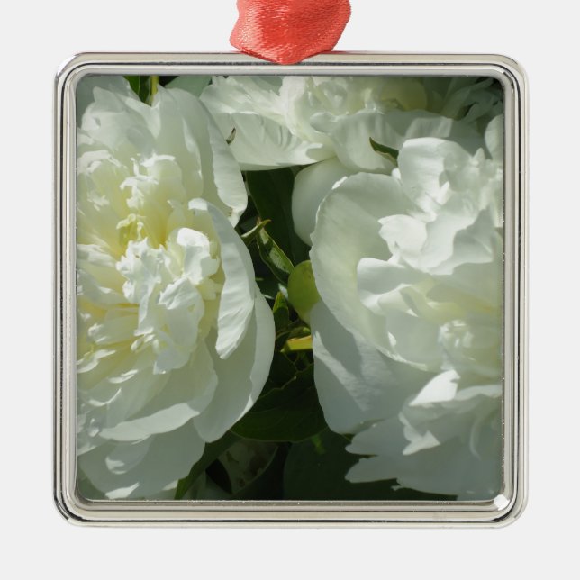 White Peonies Julgransprydnad Metall (Framsidan)