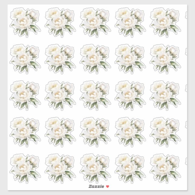 White Peonies Klistermärken (Ark)