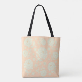 White Peonies Peach Background Tygkasse