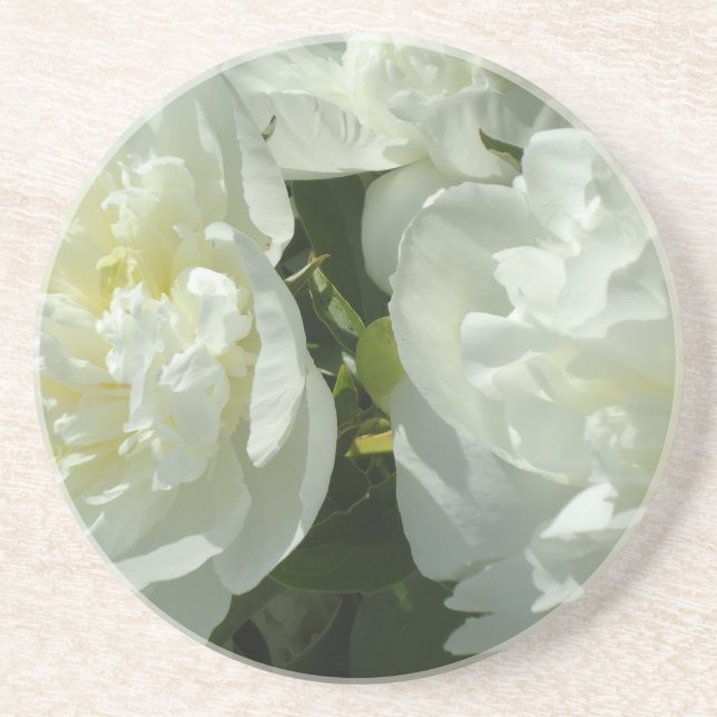 White Peonies Underlägg Sandsten (Framsidan)