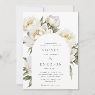 White Peony Blommigt Bröllop Arch-inbjudan Inbjudningar