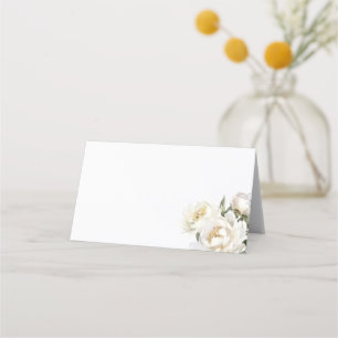 White Peony Blommigt Bröllop Placeringskort