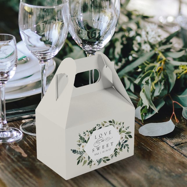 White Peony | Blommigt Ram "Kärlek is Sweet" Bröll Presentaskar (Skapare uppladdad)