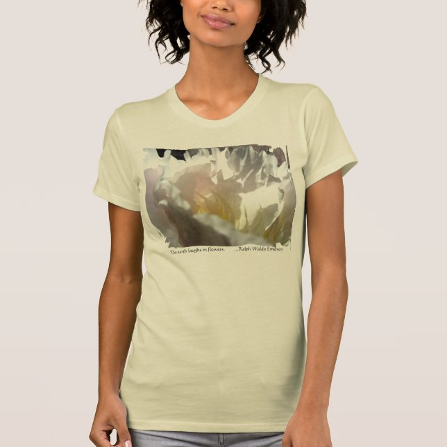 White Peony Design T-shirt (Framsida)