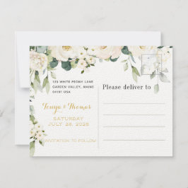 White Peony Epiphany Spara Datum Postkort Inbjudningar