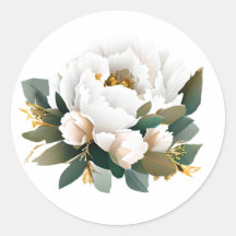 White Peony Eucalyptus Guld Flower
