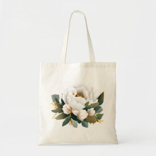 White Peony Eucalyptus Guld Flower Tygkasse
