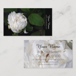 White Peony Floral Photography Affärskorts Visitkort