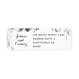 White Peony Grey Returadress Mailing Label Returadress Etikett