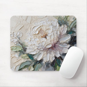 White Peony Impasto Art Musmatta