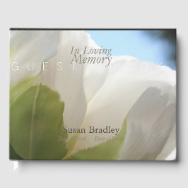 White Peony in Loving Memory Funeral Guest Bok