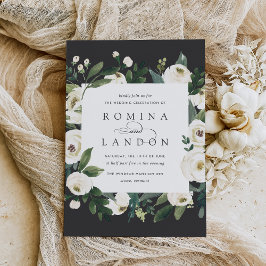 White Peony | Kvadratisk Blommigt Ram Bröllop Inbjudningar