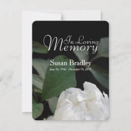 White Peony Memorial Funeral Notice I Inbjudningar