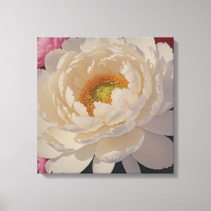 White Peony Porträtt Canvastryck