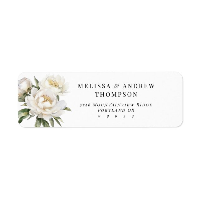 White Peony Returadress Returadress Etikett (Framsidan)
