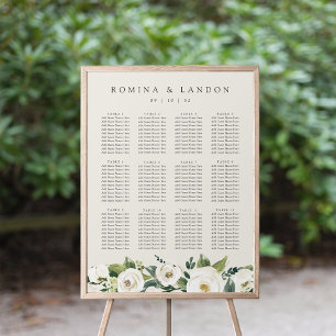 White Peony Sätesdiagram för Blommigt Bröllop Poster